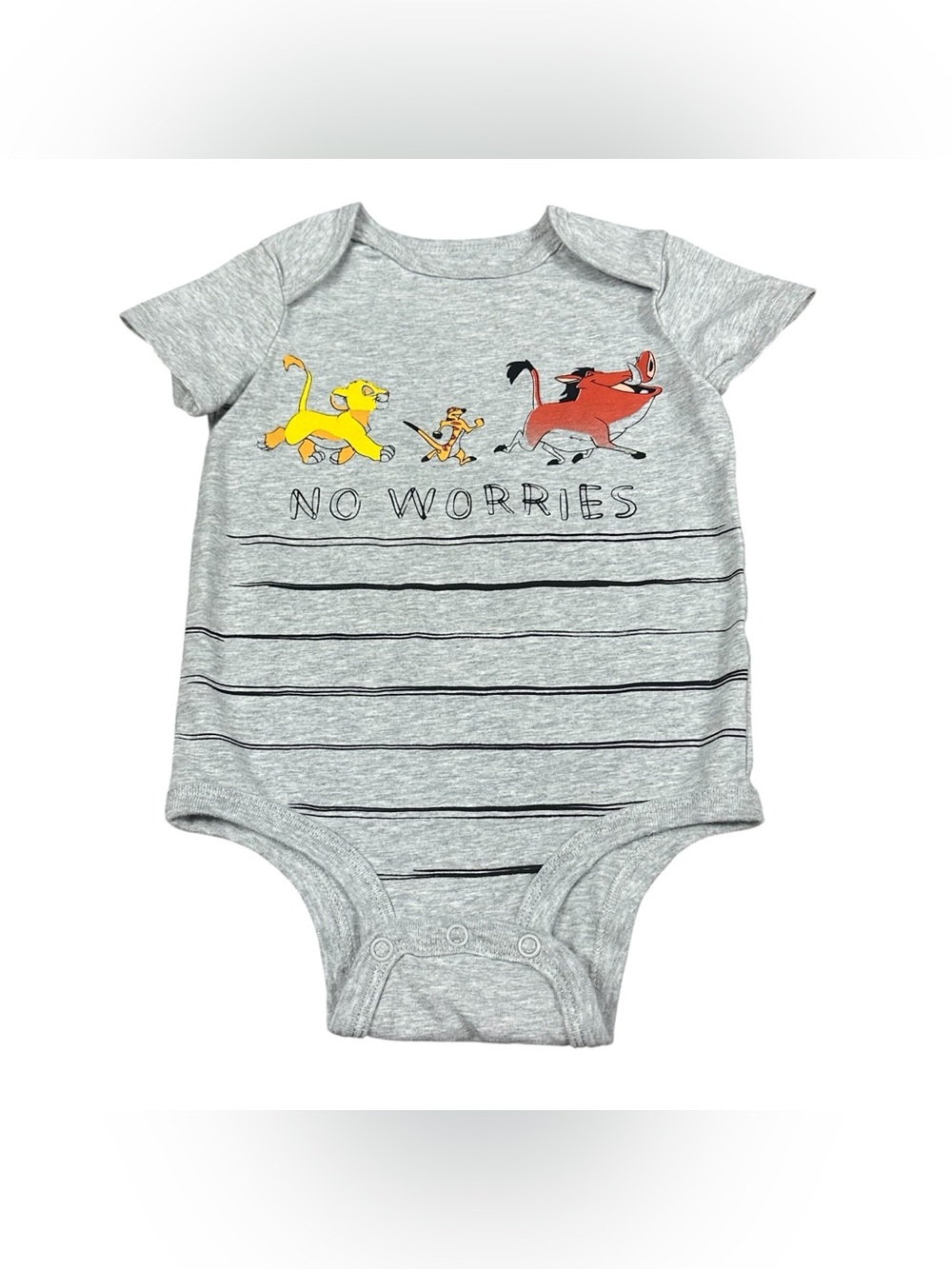 Disney Baby Lion King Simba Timon Pumbaa No Worries Bodysuit 18M Gray